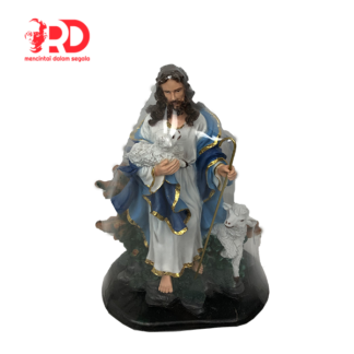 Patung Yesus Gembala Biru 26 Cm